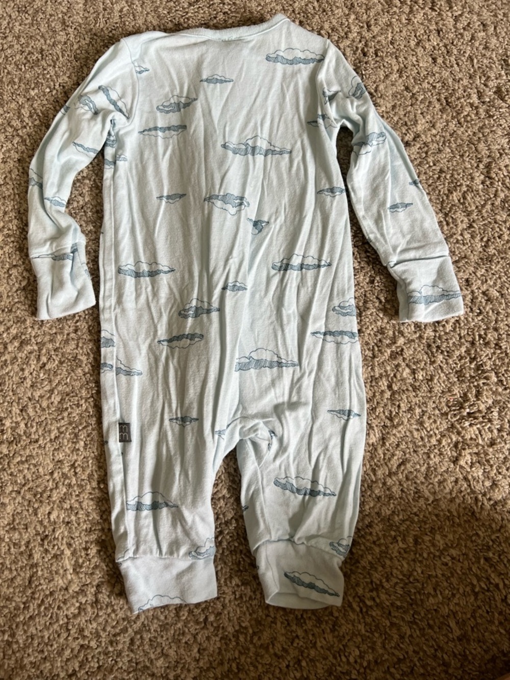 Baby Blue Cloud Print One-Piece Romper